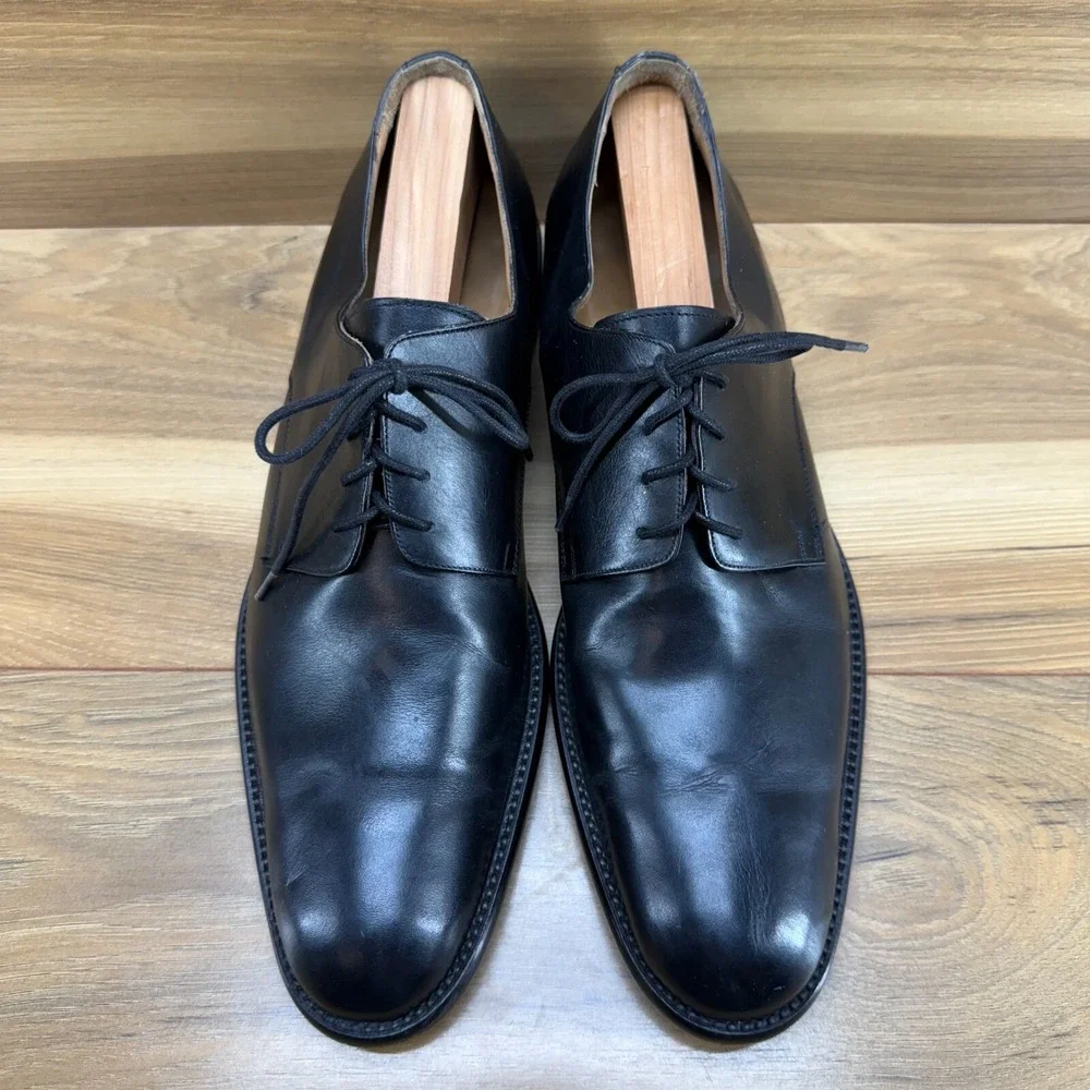 Palenzo Collezioni Mens Oxfords Size 10 Black Leather‎ Lace Up Dress Shoes